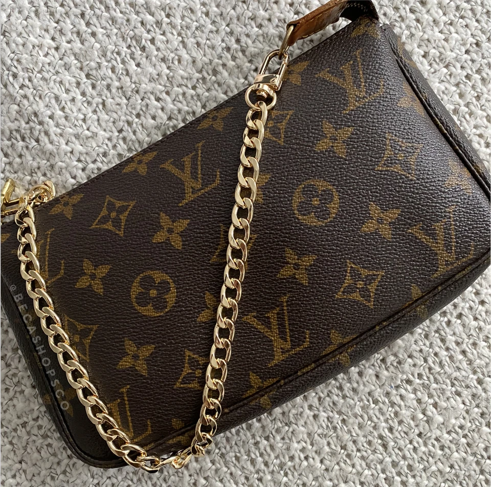 Correa de cadena plana de hombro dorada de repuesto para Louis Vuitton Pochette 16" Foto 1 de 4