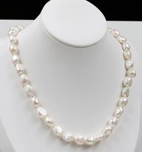 10-12mm baroque southsea white pearl necklace 18 inches 14k - Picture 1 of 2