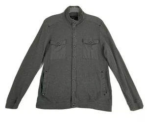 Kenneth Cole NY Shirt Jacket XL Gray Pockets Snap Front Waffle Knit Long Sleeve - Picture 1 of 11