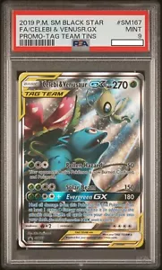 PSA 9 Celebi & Venusaur GX SM187 Tag Team Promo Sun & Moon English Pokemon Mint - Picture 1 of 2