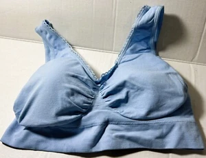 New women Genie Bra with lace trimming size 2XL Blue removable pads Wireless - Picture 1 of 4