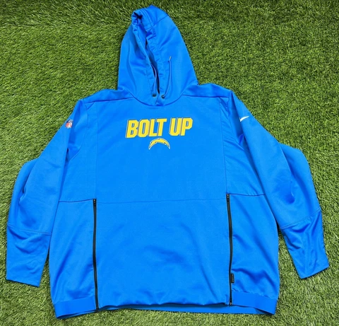 Game Worn Nike On Field Los Angeles Chargers Bolt Up NFL Sweatshirt Men's 3XL Cover