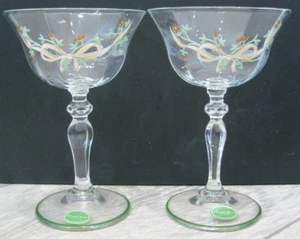 2x Johnson Bros Eternal Beau Green Rim Base Champagne Coupe Glasses-New/Labelled - Picture 1 of 17