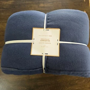 POTTERY BARN TEEN SWEATSHIRT COMFORTER TWIN/TWIN XL ~ HEATHERED NAVY - Picture 1 of 6