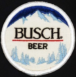 Vintage uniform patch BUSCH BEER small round mountains and trees unused n-mint+ - Picture 1 of 2