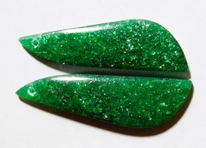 31.50 Cts Natural Green Aventurine Drilled Cabochon Match Pair 43X12MM 31 - Picture 1 of 3