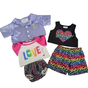 Build-A-Bear Kleidungspaket Pyjamas Tops Shorts Leoparden- & Zebramuster Stofftier Bär - Bild 1 von 18