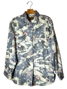 Camisa Pendleton Knockabouts Mujer 10 Gris Marfil Invierno Nieve Cuello Abotonada - Imagen 1 de 11