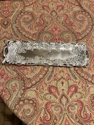 Arthur Court Grape Design 19" bandeja retangular lanche queijo doces relish vintage 1995 - Imagem 1 de 4