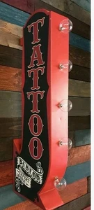 TATTOO Salon Pfeil doppelseitiges Blechschild mit LED-Leuchten Männerhöhle Bier Bar Shop - Bild 1 von 14