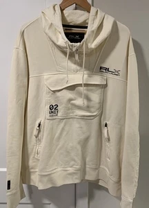 RLX Ralph Lauren Technical Knit Hoodie 1/4 Zip Kängurutasche Creme Herren XL - Bild 1 von 7