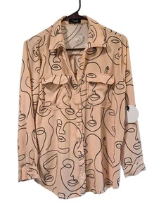 Milk & Honey NWT Sz L Roll Tab Sleeves Women's Long Sleeve Blouse Pockets - Picture 1 of 13