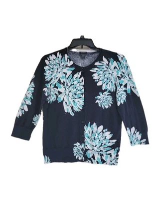 Ann Taylor Women's Multicolor Floral Print 100 % Cotton Button Cardigan Sz XL - Image 1 of 4