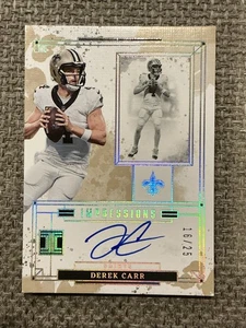Impecable Fútbol Derek Carr Impressions 2025 Automático En Tarjeta/25 Santos 🔥 - Imagen 1 de 2