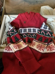 Maglione Scialle Fairisle Natalizio Luogo Bambini Ragazzi Taglia 5/6 - Foto 1 di 7