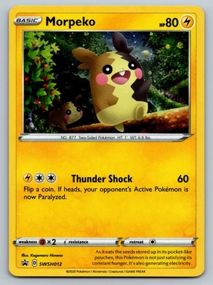 Morpeko SWSH012 Pokemon Sword & Shield Black Star Promo HOLO Card LP - Image 1 of 2