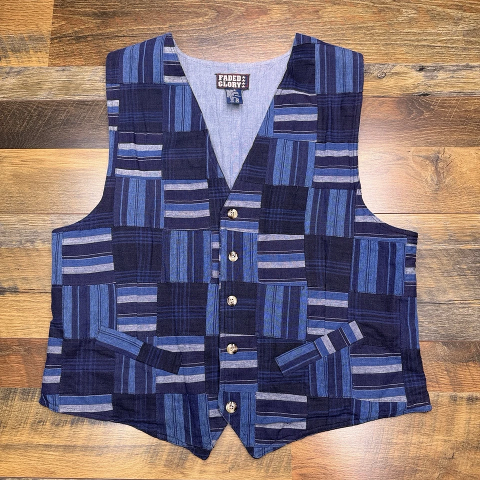 Chaleco Gloria Desteñido De Colección Para Hombre Grande Solapa Azul Foto 1 de 4