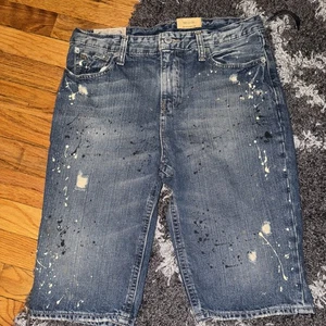 Ralph Lauren Polo Youth Sz 20 Slouch Slim Denim Splatter Jean Short 11” Inseam - Picture 1 of 8