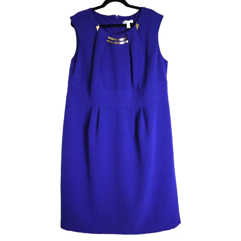 Vestido Vaina Azul DressBarn Sin Mangas Hasta la Rodilla Lápiz Elastizado Talla 14 Verano Foto 1 de 4