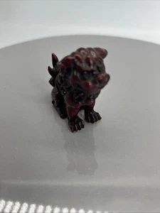 Chinesischer roter Harz Foo Hund Fu Hund Feng Shui Wächter Tempel Löwe Figur Statue - Bild 1 von 8