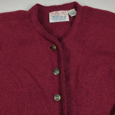Cardigã Feminino Vintage Tally-ho de Lã com Botões Vermelho Tamanho Pequeno - Imagem 1 de 4