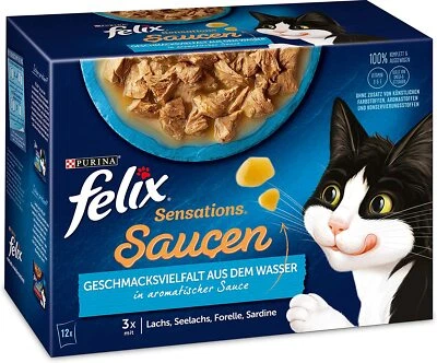 Felix Sensations Saucen Vielfalt aus dem Wasser Katzenfutter Nassfutter 72 x 85g - Bild 1 von 4