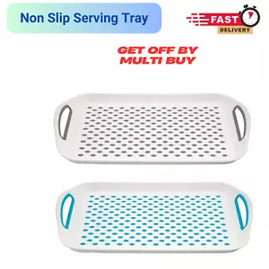 Non Slip Serving Tray Plastic Rubber Grip Lap Waiter Serve Food Dinner Drinks - Picture 1 of 12