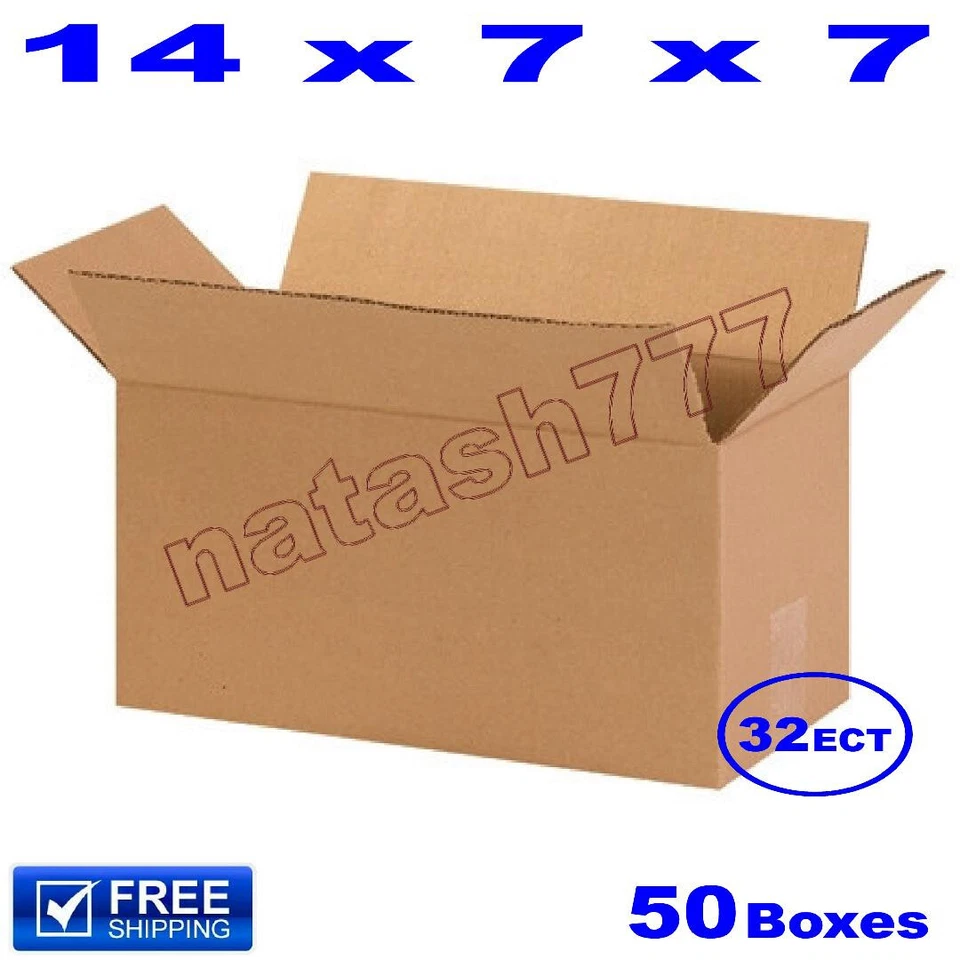 50 - 14x7x7 Cardboard Boxes 32-ECT Mailing Packing Shipping Corrugated Carton - Image 1 of 1
