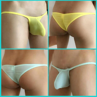 NEW Men's Sexy Underwear Low waist Boxers Bikini Briefs Ice Silk Underpants HOT - Image 1 of 4