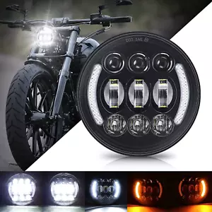 5-3/4” 5.75 Inch LED Headlight with Halo DRL Turn Signal for Dyna Street Bob Sup - Picture 1 of 9