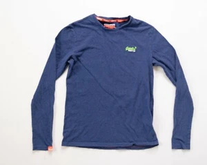 SuperDry Shirt Mens Medium Blue Long Sleeve Crewneck Tee Orange Label Adult - Picture 1 of 8