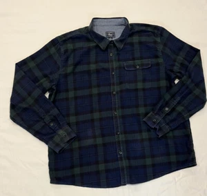 Vtg G.H. Bass & Co. Flannel Shirt Button Up Long Sleeve Blue Green Plaid Men XXL - Picture 1 of 9