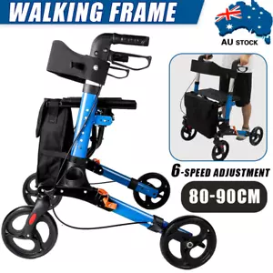 Folding Rollator Walker Aluminium Walking Frame Mobility Aid Lightweight 4Wheels - Picture 1 of 11
