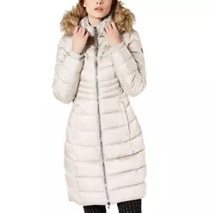 Kenneth Cole Faux-Fur-Trim Hooded Puffer Coat Size S NWT - Picture 1 of 11
