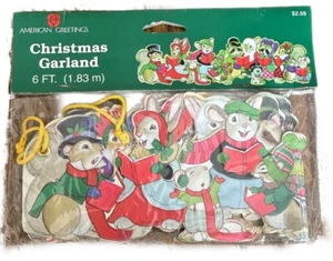 VTG American Greetings Christmas Woodland Animals Rabbits Garland 6 ft NOS - Picture 1 of 2
