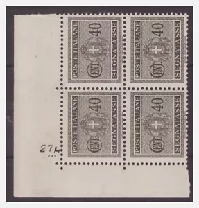 REGNO 1934 - SEGNATASSE 40 CENTESIMI QUARTINA NUOVA ** MNH N° TAVOLA - Foto 1 di 1