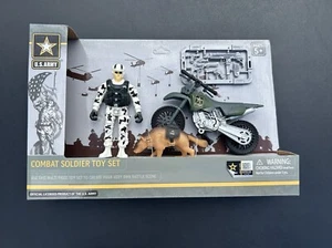 US Army Combat Soldier Toy Set with Dog, Motorcycle and Rifles - Picture 1 of 17