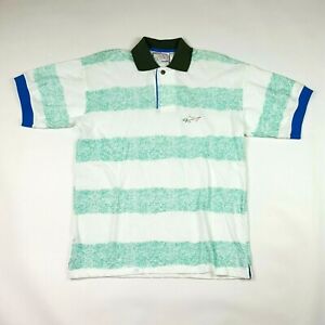 VTG 90s Greg Norman Shark Men's Size S/M Striped Reebok Golf Sports Polo Shirt