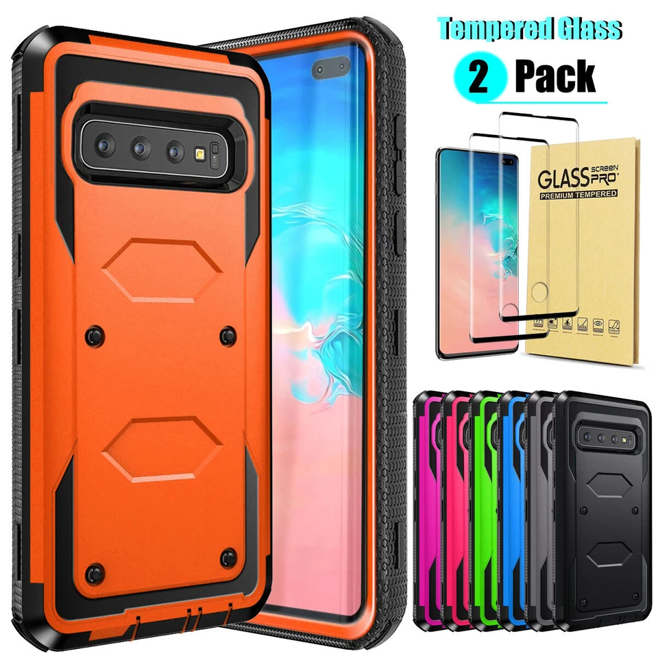 For Samsung Galaxy S10/+/S10e/Note10/+ Case Shockproof Hard Cover+Tempered Glass - Image 1 of 4