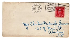 #413 Washington 2c Coil 1914 mit Seattle WA Panama Pacific Exposition CCL to SD - Bild 1 von 3