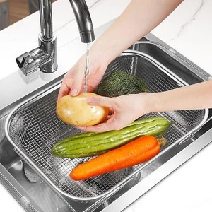 over The Sink Strainer Drain Basket, Fine Mesh Fruits Vegetables Drain Basket, - Picture 1 of 29