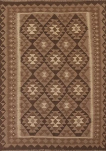 Hand-Woven Southwestern Reversible Kilim Area Rug 5'x7' Tribal Geometric Carpet - Picture 1 of 10