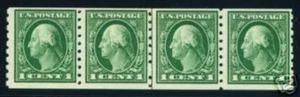 412 (Perf 8.5 Coil) - STRIP w LINE PAIR - RARE LARGE MULTIPLE POSITION PIECE!! - Bild 1 von 1