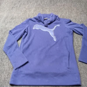Puma Sweatshirt Women Small Purple Cowl Neck Sweater Drawstrings Athleisure - Picture 1 of 7