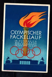1936 Germany Austria Berlin Olympics Commemorative Postcard Cover Flame Torch - Picture 1 of 2