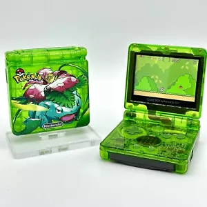 Game Boy Advance SP Custom IPS Backlit Screen UV Printed Shell Venusaur Pokemon - Picture 1 of 5