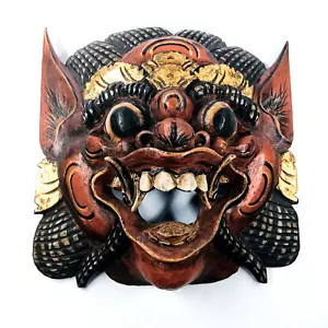 Beautiful Hand Carved Wood 11" Mask , Rahu Wall Hanging - Picture 1 of 9