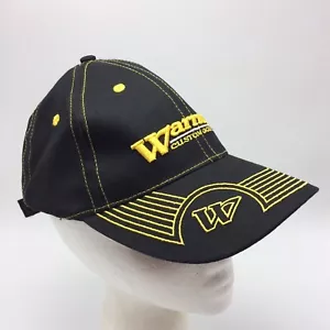 Warrior Custom Golf Black Baseball Cap Hat Strapback Embroidered Yellow Logo - Picture 1 of 9