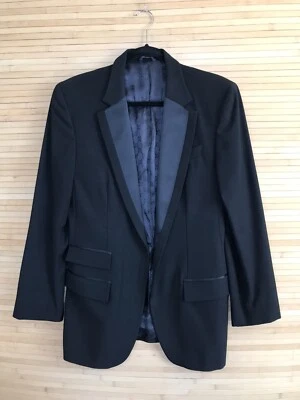 Gucci 46 US 36 Black Tux Tuxedo sharp sport dress coat jacket Italy READ flaws - Image 1 of 4