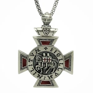Knights Templar Silver Cross Pendant with Chain Handcrafted Soldiers of Christ - Picture 1 of 12